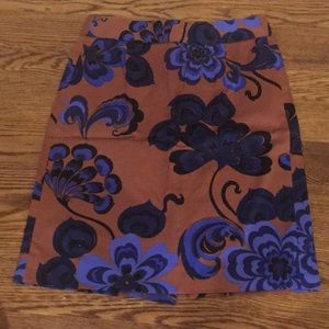 JCrew Brown and Blue Pencil Skirt -Size 2